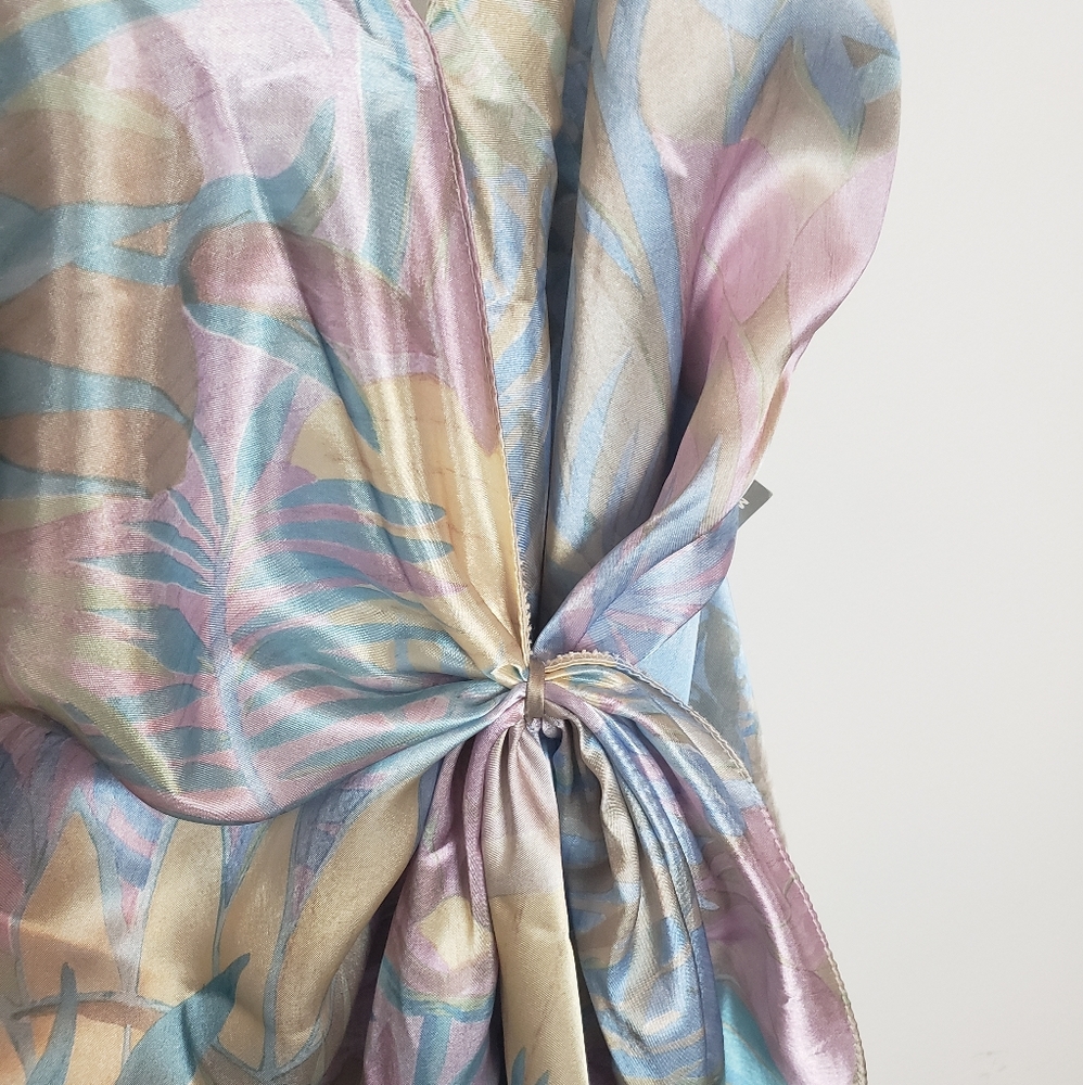 Vintage Liquid Satin Wrap V Neck Dress - Picture 16 of 16